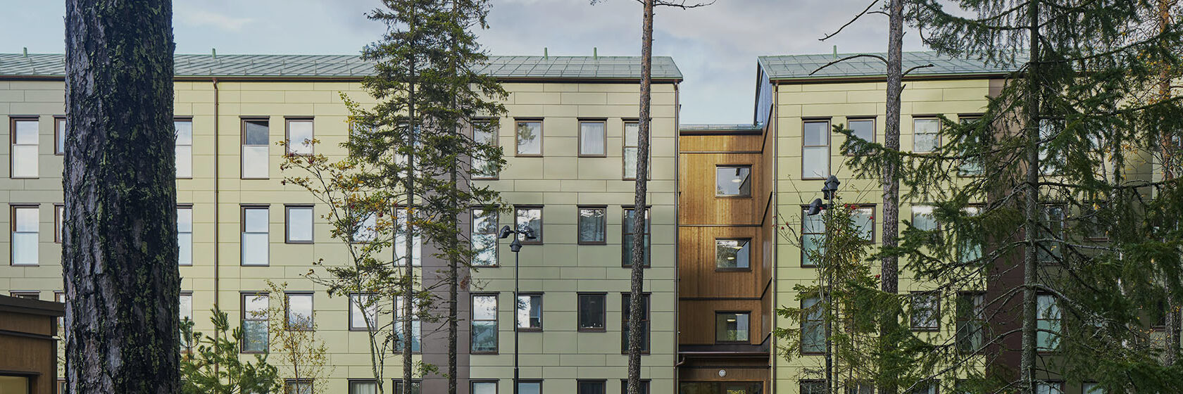 Gula nybyggda lägenheter K2A