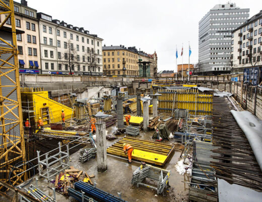 arbetsplats vid tunnelbana Odenplan