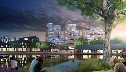 Visualisering av en stad på kvällen