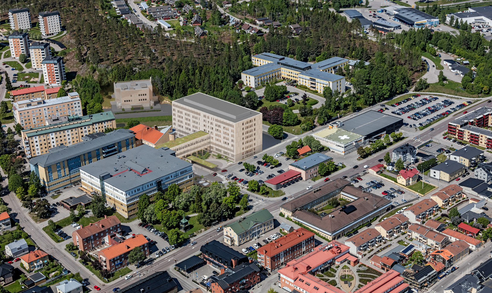 Flygbild sjukhus