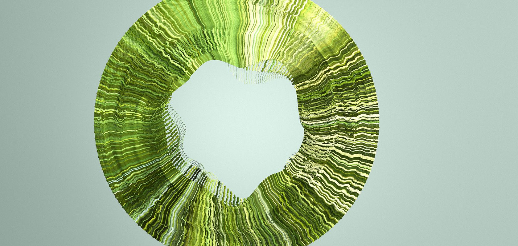 Gröna trasmattor bildar en cirkel