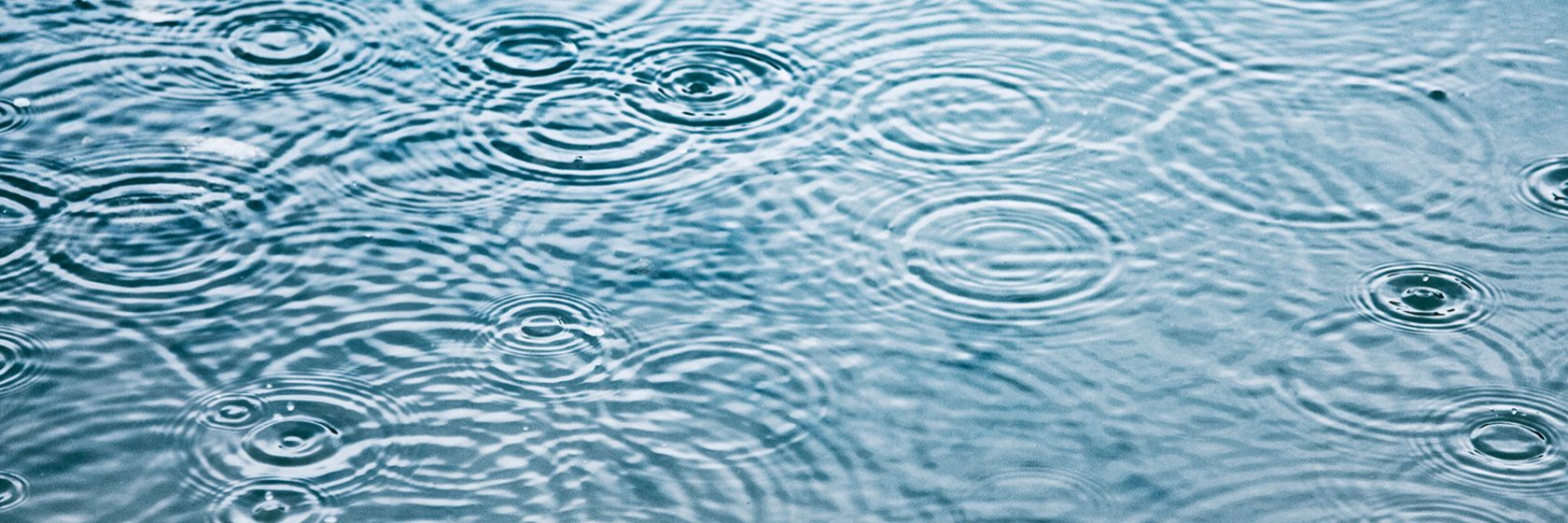 Regndroppar faller på en vattenyta