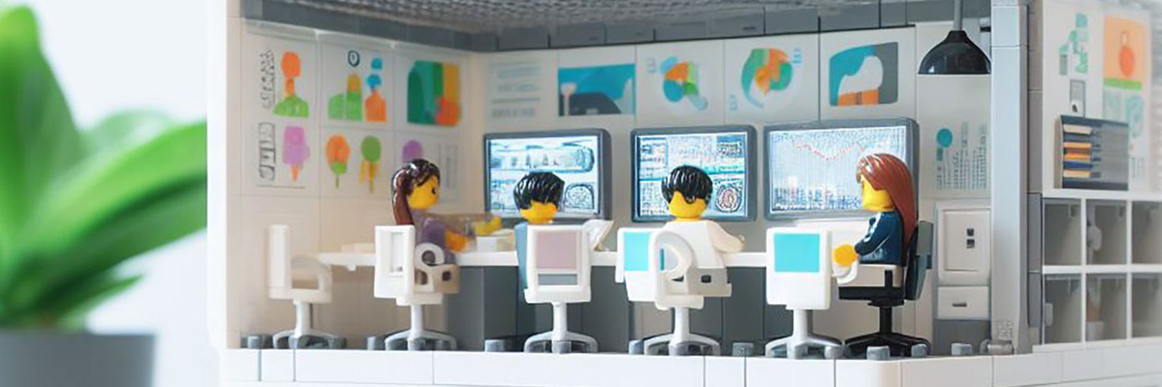 Legomedarbetare på legokontoret