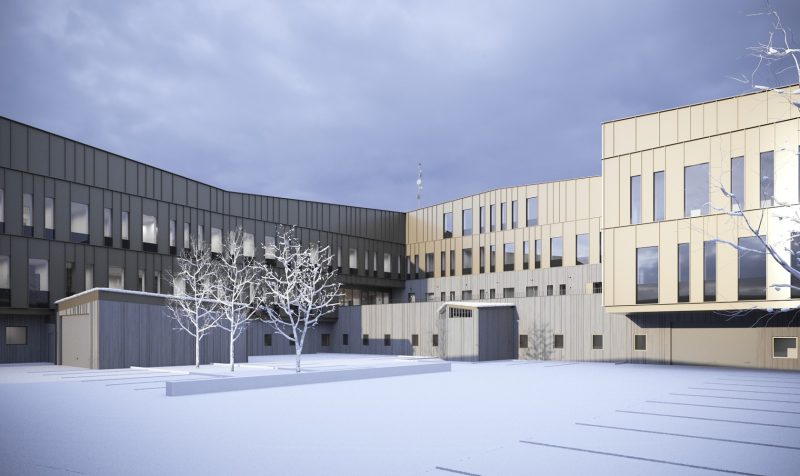 Rendering av polishus i snö