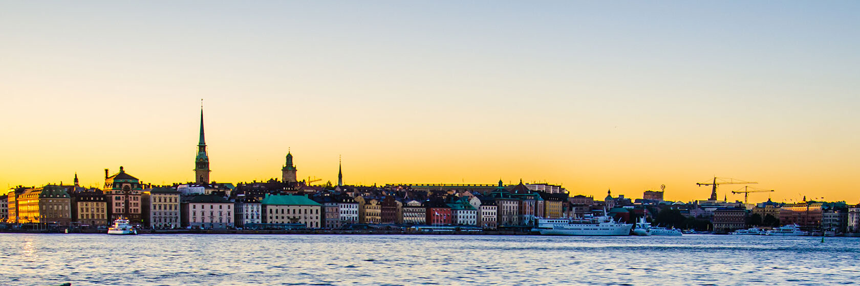 Stockholm skyline solnedgång