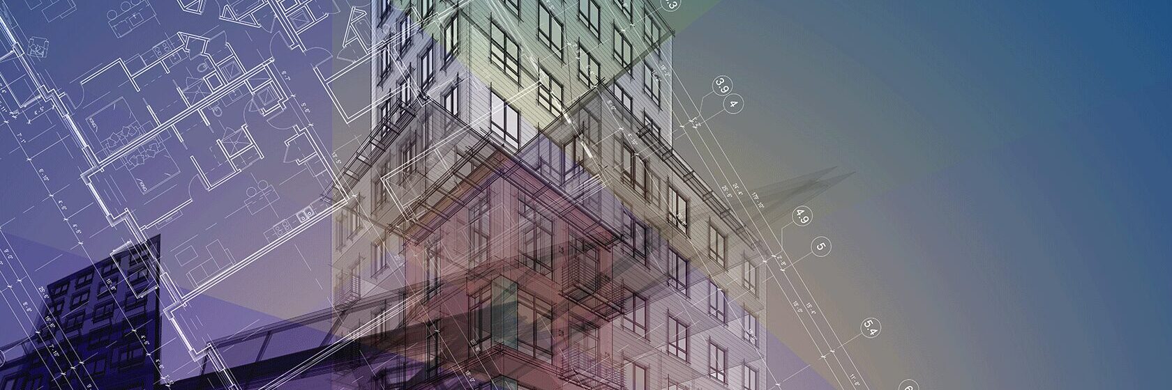 Collage av ritning och hus sammanfogat