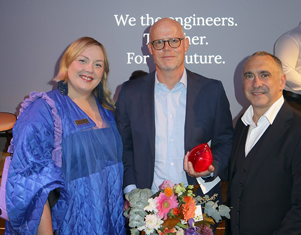 Bildtext: Amanda Borneke, Sweco, Jonatan Strömgren, LM International och Frank Gravéus, Sweco